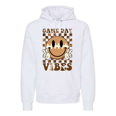 Retro Vintage Smiley Emoji Game Day Vibes Football Sports Fan Premium Hoodie