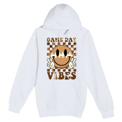 Retro Vintage Smiley Emoji Game Day Vibes Football Sports Fan Premium Pullover Hoodie