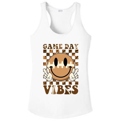 Retro Vintage Smiley Emoji Game Day Vibes Football Sports Fan Ladies PosiCharge Competitor Racerback Tank