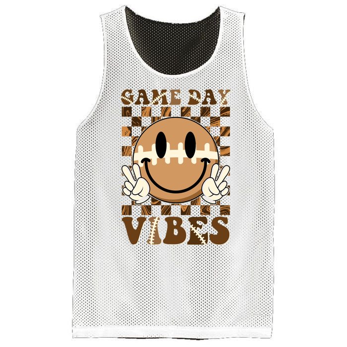 Retro Vintage Smiley Emoji Game Day Vibes Football Sports Fan Mesh Reversible Basketball Jersey Tank