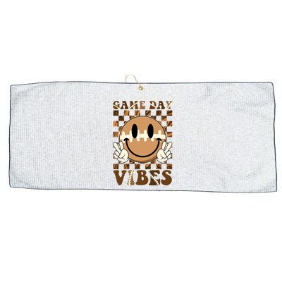 Retro Vintage Smiley Emoji Game Day Vibes Football Sports Fan Large Microfiber Waffle Golf Towel