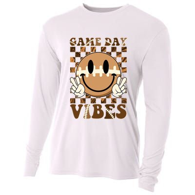 Retro Vintage Smiley Emoji Game Day Vibes Football Sports Fan Cooling Performance Long Sleeve Crew