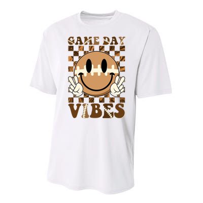 Retro Vintage Smiley Emoji Game Day Vibes Football Sports Fan Performance Sprint T-Shirt