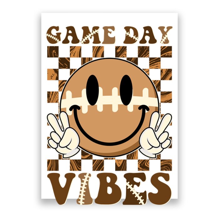 Retro Vintage Smiley Emoji Game Day Vibes Football Sports Fan Poster