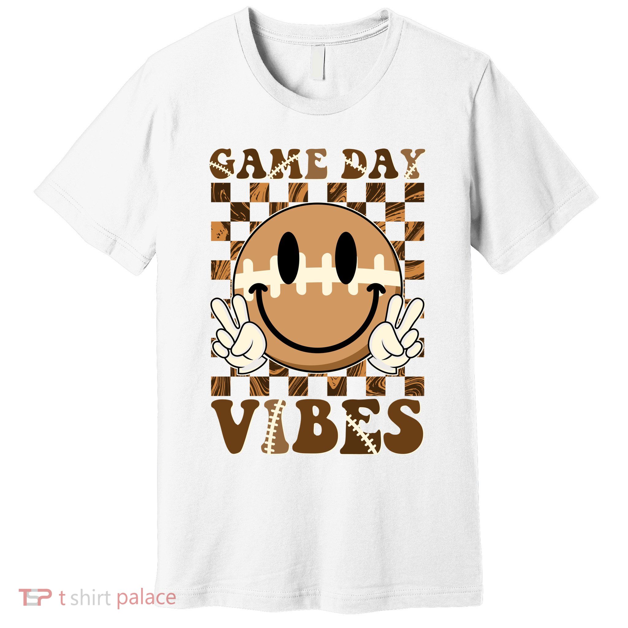 Retro Vintage Smiley Emoji Game Day Vibes Football Sports Fan Premium T-Shirt