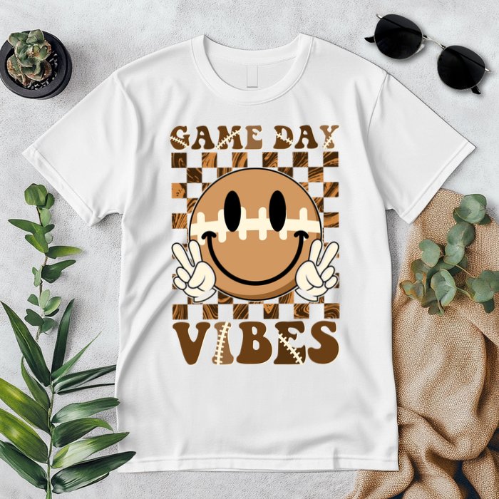 Retro Vintage Smiley Emoji Game Day Vibes Football Sports Fan Premium T-Shirt