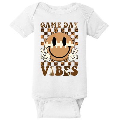 Retro Vintage Smiley Emoji Game Day Vibes Football Sports Fan Baby Bodysuit