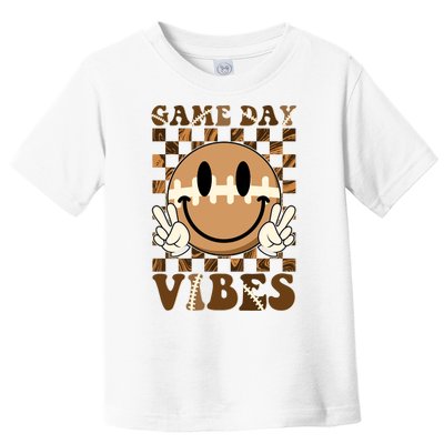 Retro Vintage Smiley Emoji Game Day Vibes Football Sports Fan Toddler T-Shirt