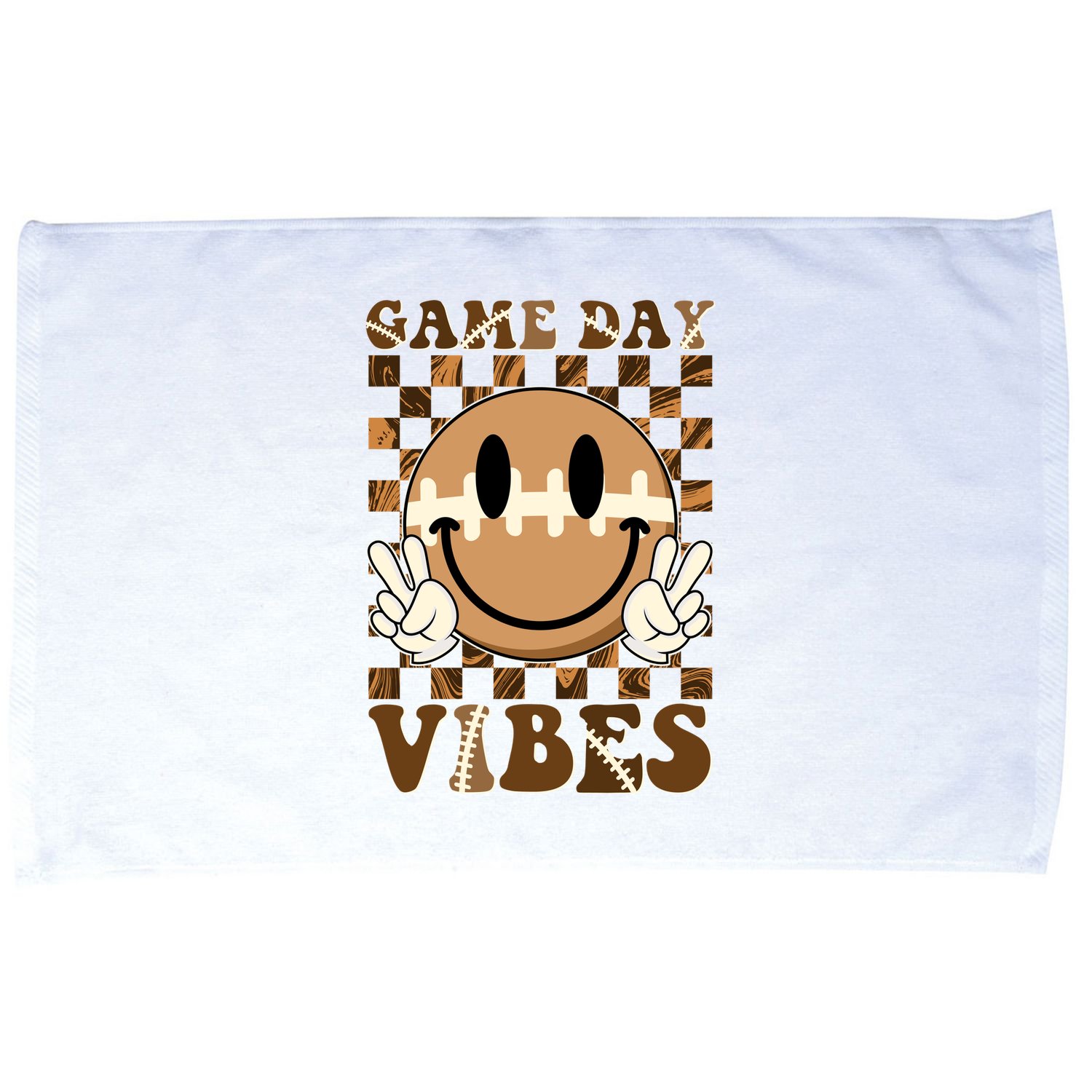 Retro Vintage Smiley Emoji Game Day Vibes Football Sports Fan Microfiber Hand Towel