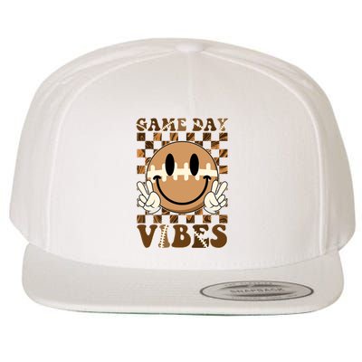 Retro Vintage Smiley Emoji Game Day Vibes Football Sports Fan Wool Snapback Cap