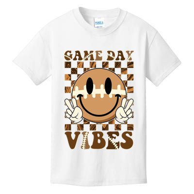 Retro Vintage Smiley Emoji Game Day Vibes Football Sports Fan Kids T-Shirt