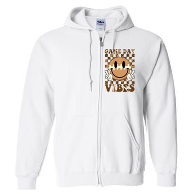 Retro Vintage Smiley Emoji Game Day Vibes Football Sports Fan Full Zip Hoodie