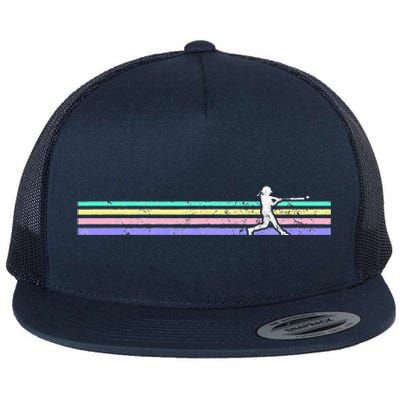 Retro Vintage Softball Batter Flat Bill Trucker Hat