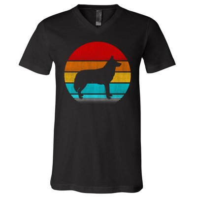 Retro Vintage Siberian Husky V-Neck T-Shirt