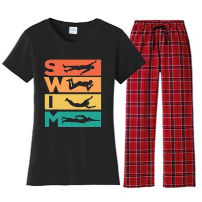 Retro Vintage Swimming Gift For Swimmers Women's Flannel Pajama Set