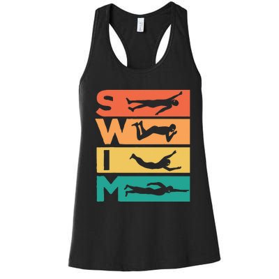 Retro Vintage Swimming Gift For Swimmers Women's Racerback Tank