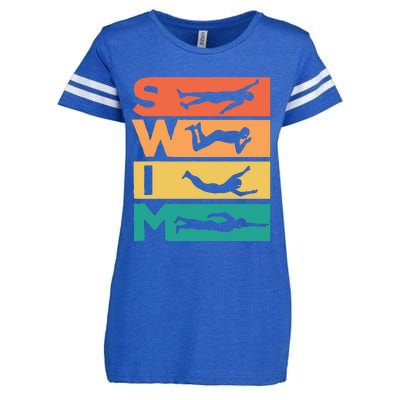 Retro Vintage Swimming Gift For Swimmers Enza Ladies Jersey Football T-Shirt