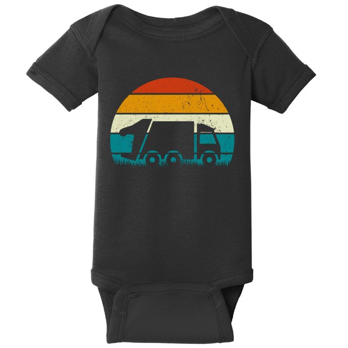 Retro Vintage Sunset Recycling Trash Kids Garbage Truck Gift Baby Bodysuit