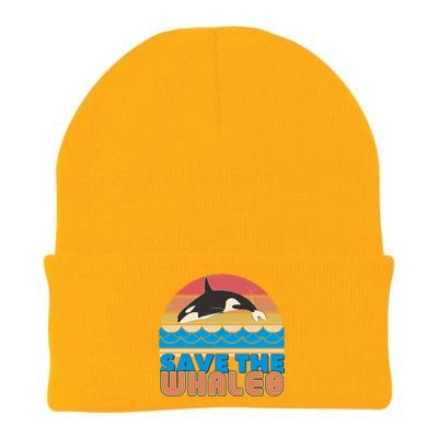 Retro Vintage Save The Whales Leaping Orca Killer Whale Knit Cap Winter Beanie