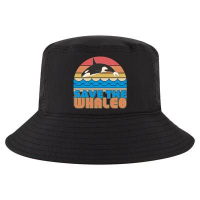 Retro Vintage Save The Whales Leaping Orca Killer Whale Cool Comfort Performance Bucket Hat