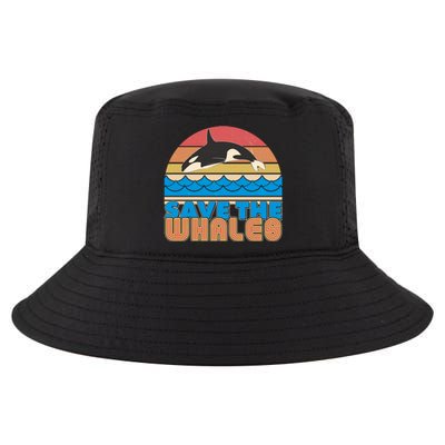 Retro Vintage Save The Whales Leaping Orca Killer Whale Cool Comfort Performance Bucket Hat