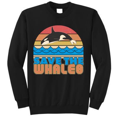 Retro Vintage Save The Whales Leaping Orca Killer Whale Sweatshirt