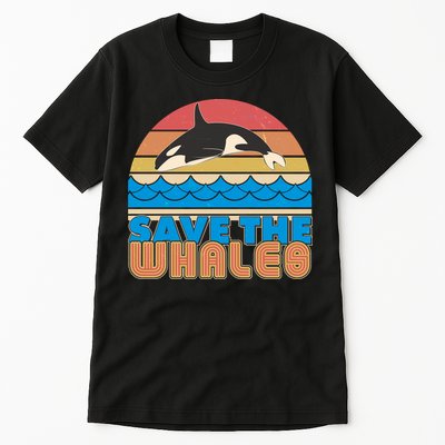 Retro Vintage Save The Whales Leaping Orca Killer Whale Tall T-Shirt