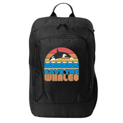 Retro Vintage Save The Whales Leaping Orca Killer Whale City Backpack
