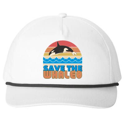 Retro Vintage Save The Whales Leaping Orca Killer Whale Snapback Five-Panel Rope Hat