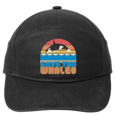 Retro Vintage Save The Whales Leaping Orca Killer Whale 7-Panel Snapback Hat