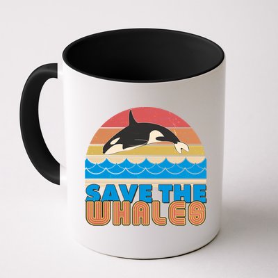Retro Vintage Save The Whales Leaping Orca Killer Whale Mug