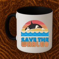Retro Vintage Save The Whales Leaping Orca Killer Whale Mug