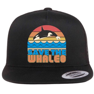 Retro Vintage Save The Whales Leaping Orca Killer Whale Flatbill Hat