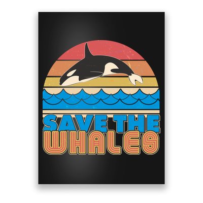 Retro Vintage Save The Whales Leaping Orca Killer Whale Poster