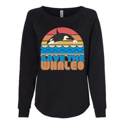 Retro Vintage Save The Whales Leaping Orca Killer Whale Womens California Wash Sweatshirt