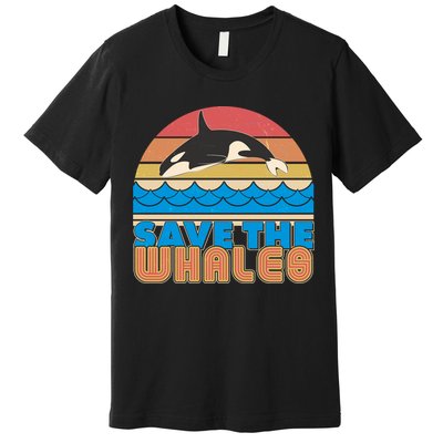 Retro Vintage Save The Whales Leaping Orca Killer Whale Premium T-Shirt
