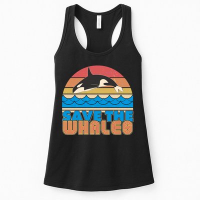 Retro Vintage Save The Whales Leaping Orca Killer Whale Womens Tank Top