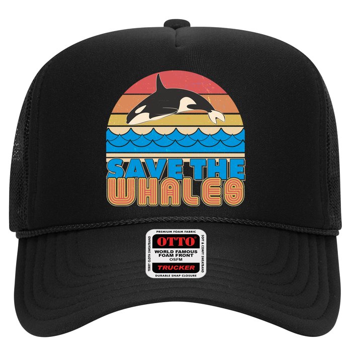 Retro Vintage Save The Whales Leaping Orca Killer Whale Hat