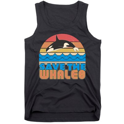 Retro Vintage Save The Whales Leaping Orca Killer Whale Tank Top