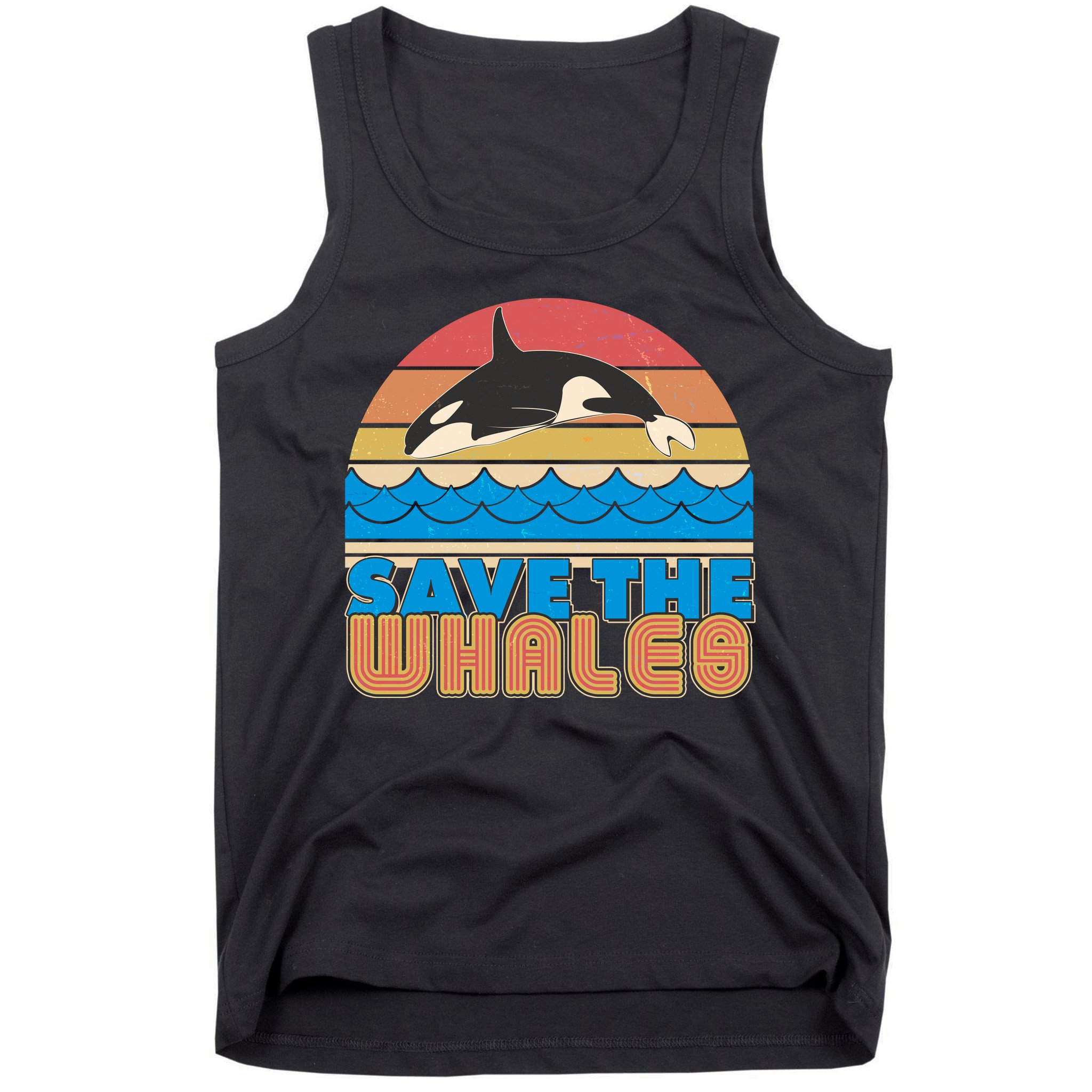 Retro Vintage Save The Whales Leaping Orca Killer Whale Tank Top