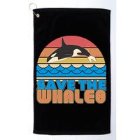 Retro Vintage Save The Whales Leaping Orca Killer Whale Golf Towel