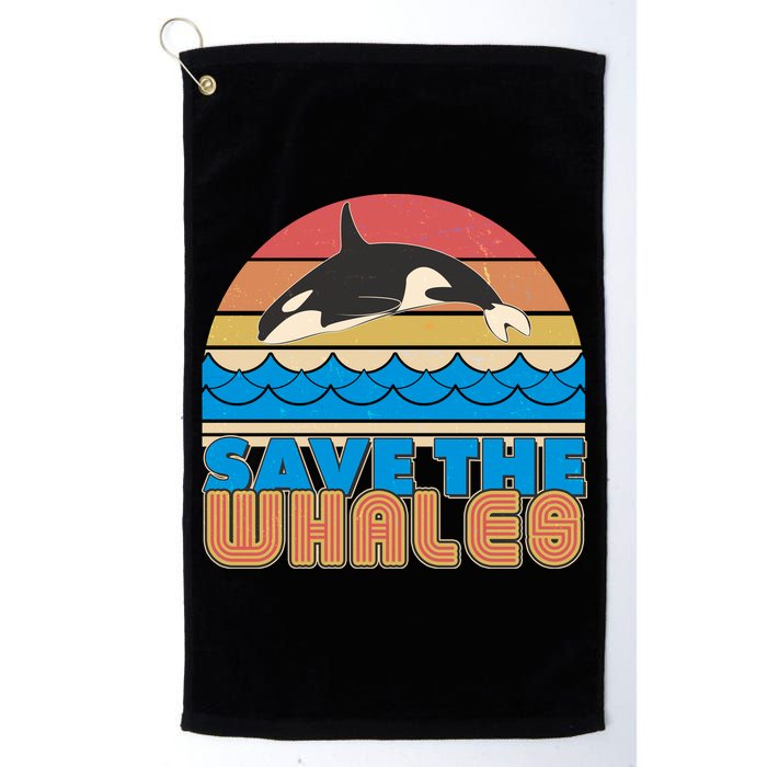 Retro Vintage Save The Whales Leaping Orca Killer Whale Golf Towel