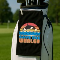Retro Vintage Save The Whales Leaping Orca Killer Whale Golf Towel