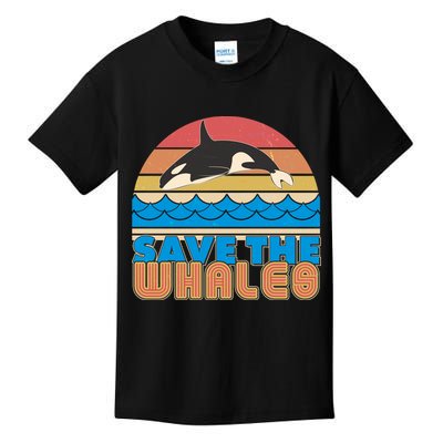 Retro Vintage Save The Whales Leaping Orca Killer Whale Kids T-Shirt