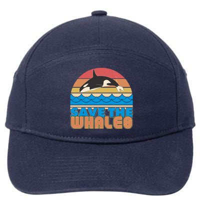 Retro Vintage Save The Whales Leaping Orca Killer Whale 7-Panel Snapback Hat