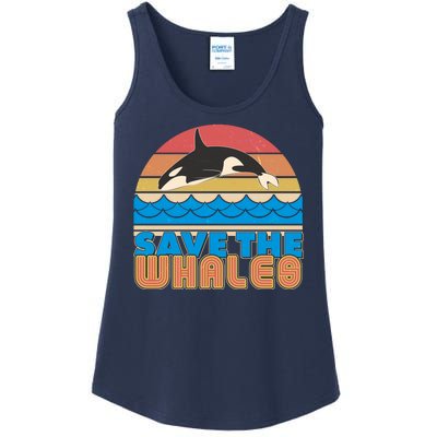 Retro Vintage Save The Whales Leaping Orca Killer Whale Ladies Essential Tank