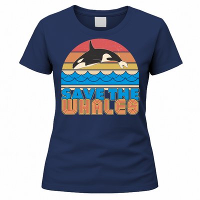 Retro Vintage Save The Whales Leaping Orca Killer Whale Women's T-Shirt