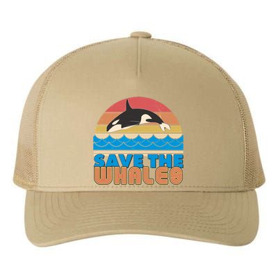 Retro Vintage Save The Whales Leaping Orca Killer Whale Yupoong Adult 5-Panel Trucker Hat