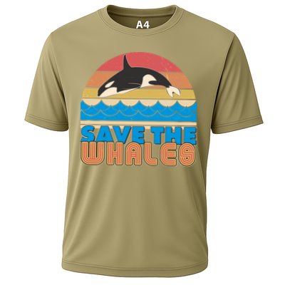 Retro Vintage Save The Whales Leaping Orca Killer Whale Performance Shirt