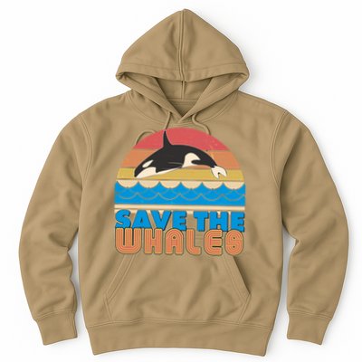 Retro Vintage Save The Whales Leaping Orca Killer Whale Hoodie
